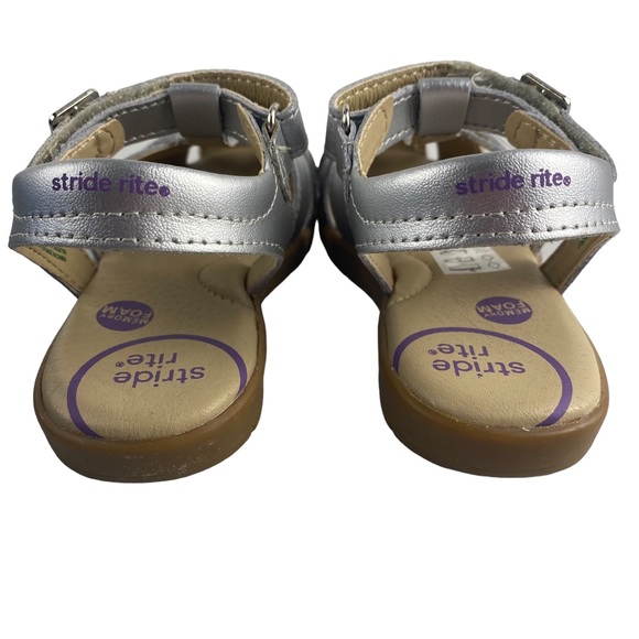 Stride Rite Kids Summer Time Silver Fisherman Leather Sandal - Size 8.5W - Picture 5 of 9